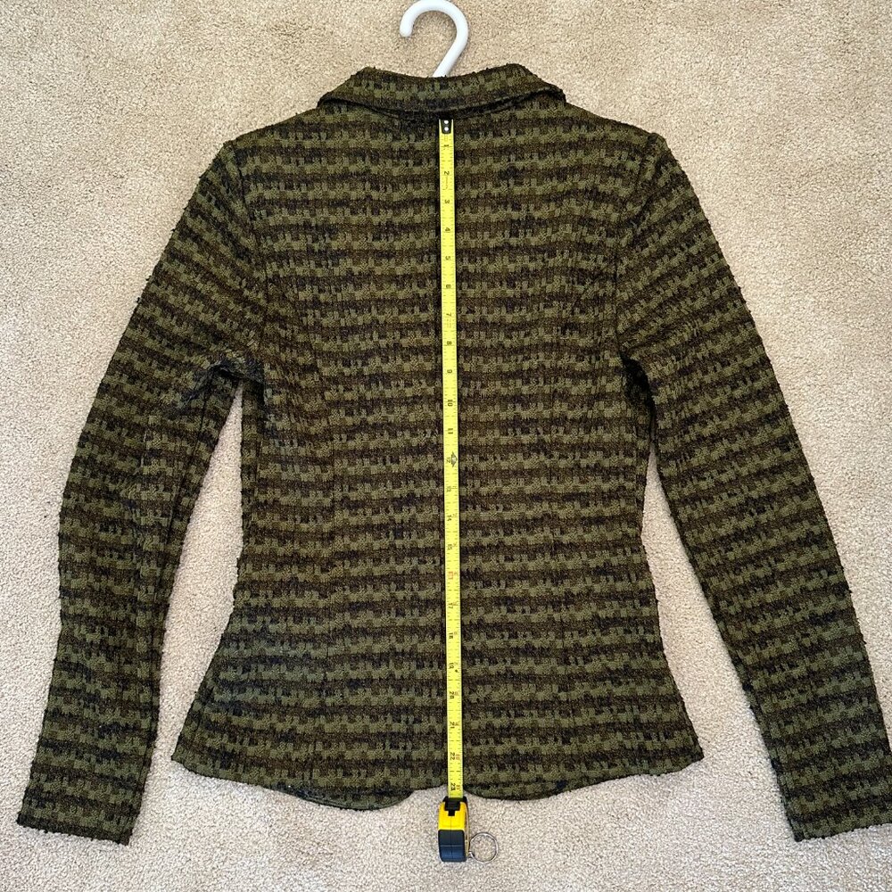 NWT ICHI IH Kate Mosley Olive & Brown Stripe Jacquard Fitted Blazer Women's Sm - Picture 5 of 6